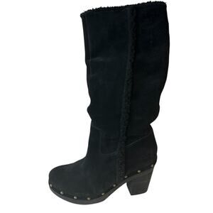 Ralph Lauren Boots Denim & Supply Black Suede Studded Faux Fur Women's Size 8.5